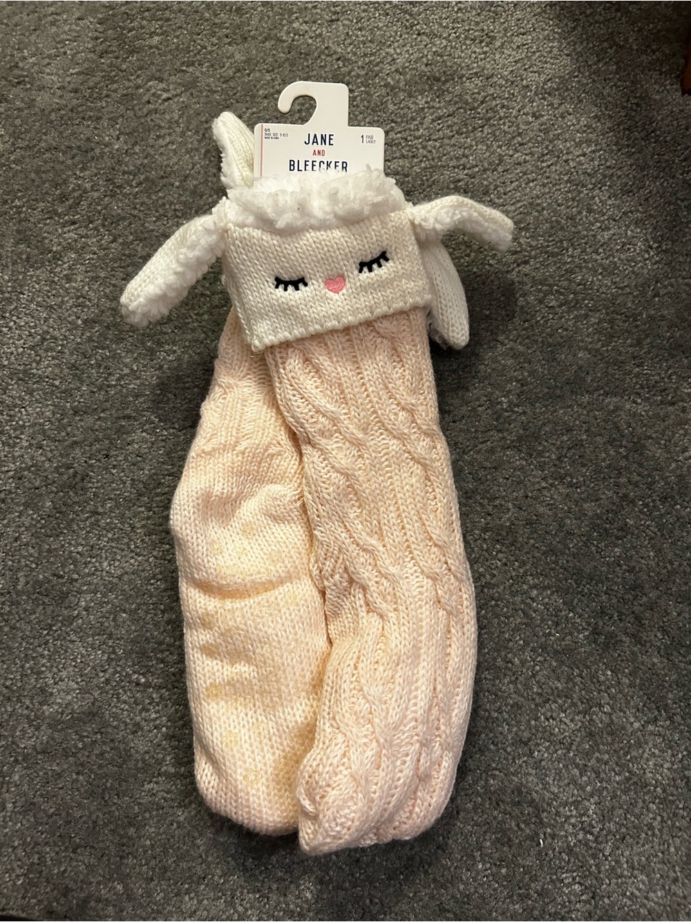 Jane and Bleecker Pink Lamb Cable Knit Knee Socks